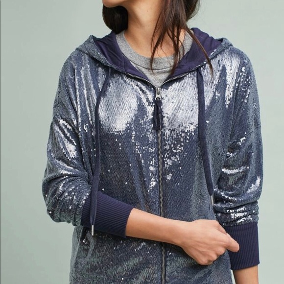 Anthropologie sequined hooded sweatshirt - Picture 5 of 5